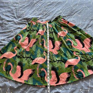 Voodoo Vixen Flamingo Print Flare Skirt With Pockets A-Line Vintage Retro Style